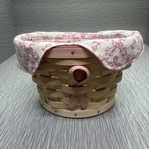 Longaberger Hope Basket Breast Cancer Awareness w/ Liner Protector‎ Pink 2002